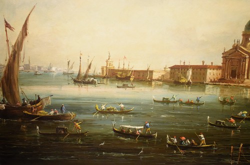 Paintings & Drawings  - Venice, Panorama of the Grand Canal, Jose Martorell Puidomenech (1800-1900)